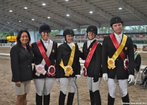 Pam Lane, Mary Jordan, Dale Dedrick, Rebecca Hart, and Jonathan Wentz at the 2012 Florida CPEDI3* in Wellington, FL. USA Para-Equestrian Dressage Team by Lindsay Yosay McCall