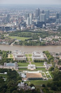 Aerial view of Greenwich Park showing the test event set up 04/07/2011